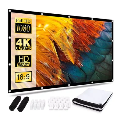 ECRAN PANTALLA PARA PROYECCIÓN TELA 84 PULGADAS BLANCO + FIJADORES - 1