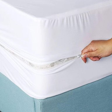 PROTECTOR DE COLCHÓN ANTIFLUÍDO 2 PLAZAS CON CIERRE - BLANCO - 3