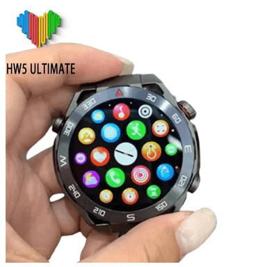 SET SMARTWATCH HW5 ULTIMATE PLATEADO AMOLED + TRIPLE CORREA ALTA GAMA GPS - 2