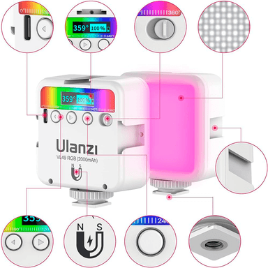 MINI VIDEO LED ULANZI VL49 RGB RECARGABLE BLANCO - 5