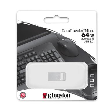 MEMORIA USB 64GB KINGSTON DATATRAVELER MICRO METAL USB 3.2 DTMC3G2/64GB - 2
