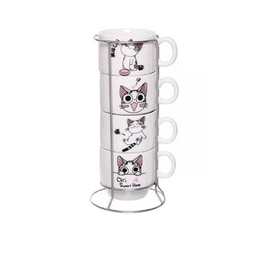 SET DE 4 TAZAS APILABLES CON DISEÑOS DIVERTIDOS - 3