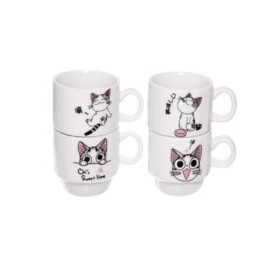SET DE 4 TAZAS APILABLES CON DISEÑOS DIVERTIDOS - 4