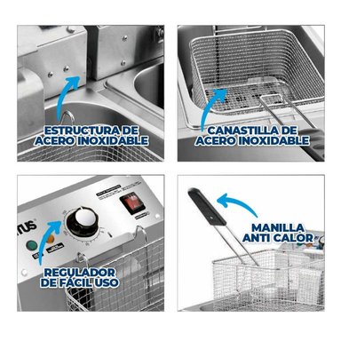 FREIDORA ELÉCTRICA VENTUS VFS-062 DOBLE CANASTA SOBRE MESA - 7
