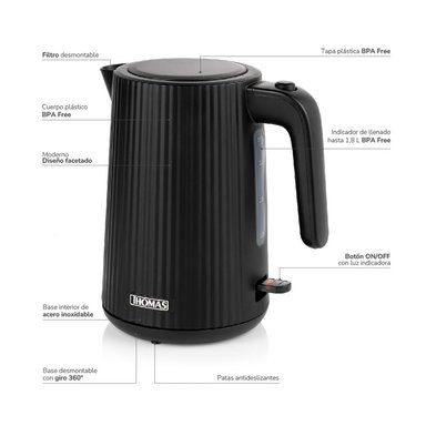 HERVIDOR ELÉCTRICO THOMAS TH-4343N 1.8LTS 2200W - 5