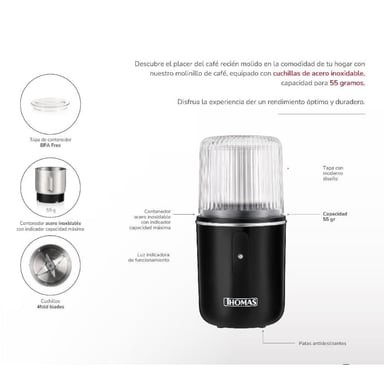 MOLINILLO ELÉCTRICO DE CAFÉ THOMAS TH-32 180W - 4