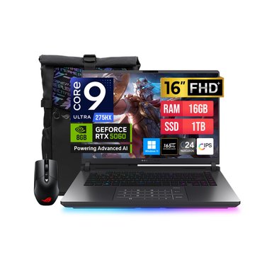 LAPTOP ASUS ROG STRIX G16 ULTRA 9 275HX 1TB DISCO 16GB DDR5 RTX5060 8GB 16'FHD 165HZ WIN11H MOCHILA+MOUSE-ADA.TIPOC - 1