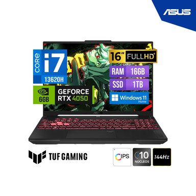LAPTOP ASUS TUF GAMING F16 16' WUXGA IPS CORE I7-13620H 16GB DDR5 1TB SSD RTX 4050 6GB WINDOWS 11 - 1