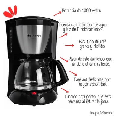 CAFETERA ELÉCTRICA FINEZZA CK-670F-N FILTRO 8-10 TAZAS - 4