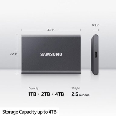 SAMSUNG T7 SSD PORTÁTIL, UNIDAD EXTERNA DE ESTADO SÓLIDO DE 2 TB. - 3