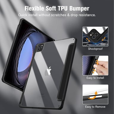 FUNDA CASE PROTECTOR HIBRIDO CON BORDE Y SOPORTE PARA EL LÁPIZ PARA IPAD PRO 11 M2 (2020/2021/2022) - NEGRO - 4