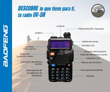 WALKIE TALKIES BAOFENG UV-5R 8W LCD UV5R 8W RADIO PORTATIL ALCANCE 5KM MOTOROLA ICOM HYTERA KENWOOD - 2