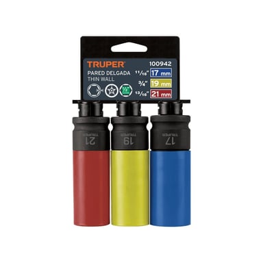 SET DADOS TRUPER 3 PIEZAS DE IMPACTO TUBULAR 17 19 21MM 1/2” 100942 - 3
