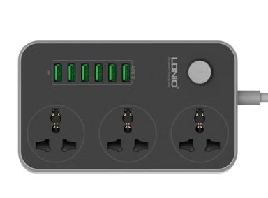 EXTENSIÓN DE ENCHUFE LDNIO SC3604 USB 6 USB 3 POWER SOCKET UNIVERSAL - NEGRO - 2
