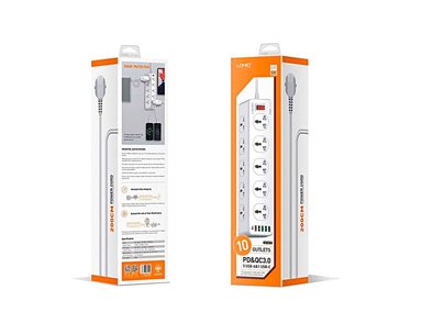 TOMA CORRIENTE LDNIO SC10610 CARGA RÁPIDA 10SOCKET 5USB 1C - BLANCO - 2