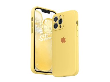 CASE IPHONE 15 PRO MAX SILICONA CON P/CÁMARA AMARILLO + MICA DE VIDRIO COMPLETO - 2