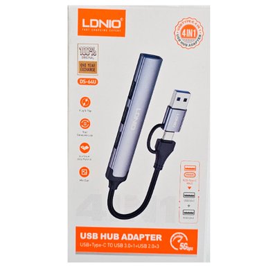 ADAPTADOR HUB LDNIO DS-64U USB +TIPO C 4EN 1 MULTIFUNCIÓN - 3