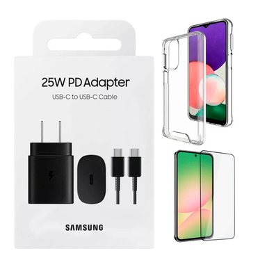 KIT PARA SAMSUNG A56 (CARGADOR 25W NEGRO + CASE Y FUNDA) - 1
