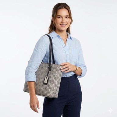 CARTERA TOTE GUESS GRIS CON NEGRO MONOGRAFIADA JILLIAN - 2