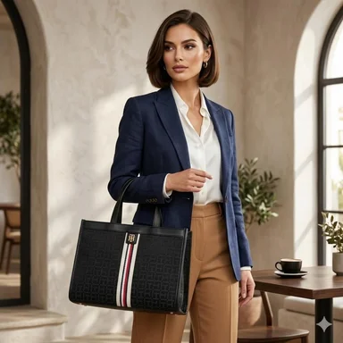 CARTERA TOTE Y CROSSBODY TOMMY HILFIGER MONOGRAFIADO NEGRO - 2