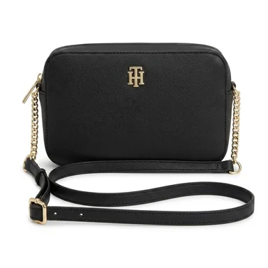 CARTERA CROSSBODY TOMMY HILFIGER NEGRO CON CADENA DORADA - 1