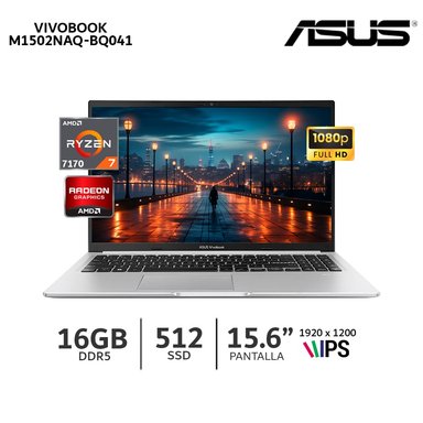 LAPTOP ASUS VIVOBOOK 15 M1502NAQ-BQ041 AMD RYZEN 7-170 RAM 16GB SSD 512GB/15,6 FHD 90NB1842-M00220 - 1