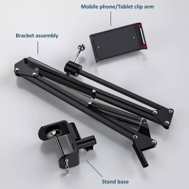 BRAZO TABLET Y CELULAR OEM NEGRO RACK ALUMINIO SOPORTE FLEXIBLE IPAD - 3
