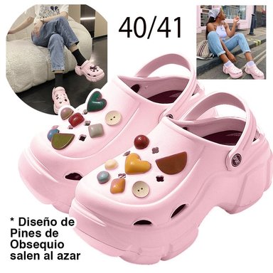 SANDALIAS MUJER KAWAII ESTILO CROCS JELLY PLAYA PANTUFLAS PLATAFORMA ROSA - 1