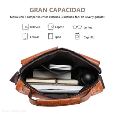 BANDOLERA HOMBRE CUERO PU MORRAL CASUAL IMPERMEABLE WEIXIER MARRÓN NEGRO - 4