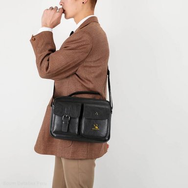 MORRAL HOMBRE CUERO PU NEGRO WEIXIER BANDOLERA IMPERMEABLE CASUAL - 5