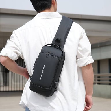MORRAL X306 MARRÓN BANDOLERA DE CUERO PARA HOMBRE ANTIRROBO IMPERMEABLE CON CLAVE - 2