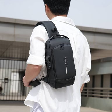 MORRAL X306 MARRÓN BANDOLERA DE CUERO PARA HOMBRE ANTIRROBO IMPERMEABLE CON CLAVE - 3