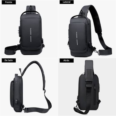 MORRAL X306 MARRÓN BANDOLERA DE CUERO PARA HOMBRE ANTIRROBO IMPERMEABLE CON CLAVE - 4