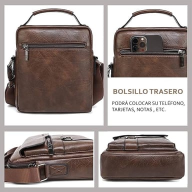 MORRAL HOMBRE DE CUERO PU BANDOLERA IMPERMEABLE WEIXIER - 5