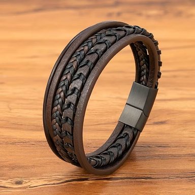 PULSERA HOMBRE CUERO PU MODA HOMBRE - 2