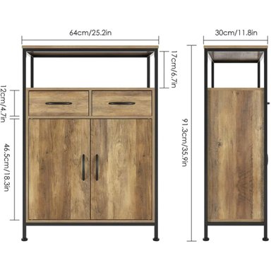 COMODA VENTITAS PERU TATLEA APARADOR INDUSTRIAL CENTURY 2 CAJONES MADERA CLARA - 3