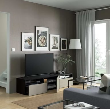 MESA DE TV MODERNA MALLINI VENTITAS PERÚ NEGRO Y BLANCO - 3