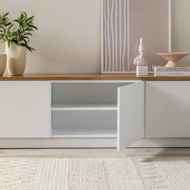 MESA DE TV VENTITAS PERU VALESSIO 55” DUNA Y BLANCO - 3