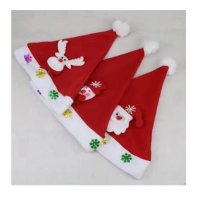 PACK DE 3 GORRO NAVIDEÑO CON LUZ LED - 3