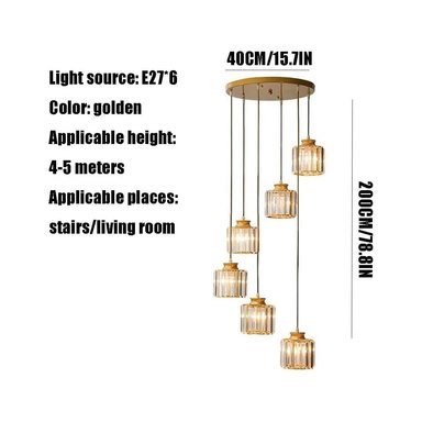 LÁMPARA COLGANTE DE CRISTAL 6 LUCES - 3