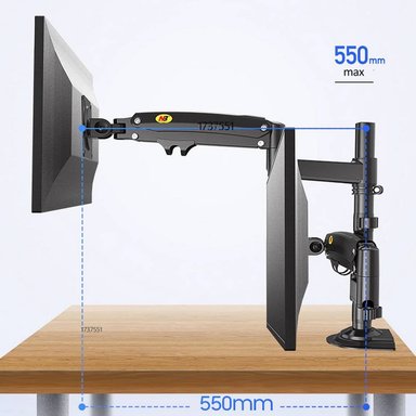 BRAZO RACK GIRATORIO PARA 2 MONITORES 17' A 27' NORTH BAYOU H180 - 7