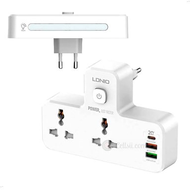 REGLETA LDNIO SC2311 2 TOMAS CA 2USB USB C LAMPARA NOCHE 2500W - 2