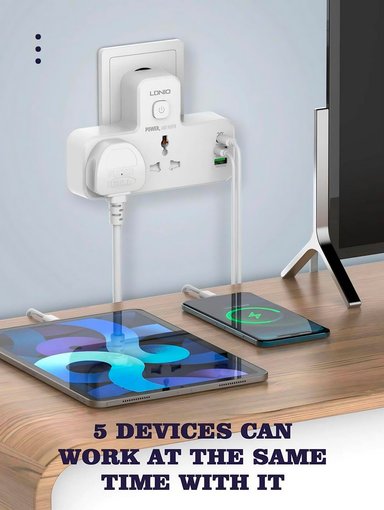 REGLETA LDNIO SC2311 2 TOMAS CA 2USB USB C LAMPARA NOCHE 2500W - 4