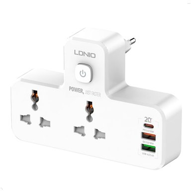 REGLETA LDNIO SC2311 2 TOMAS CA 2USB USB C LAMPARA NOCHE 2500W - 5
