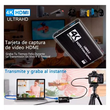 CAPTURADOR VIDEO HDMI USB 3.0 4K WINDOWS MAC LINUX MICRÓFONO - 5