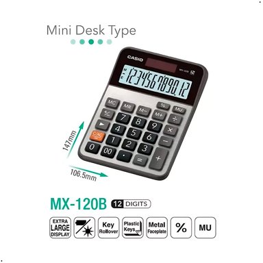 CALCULADORA CASIO MX-120B SOLAR 12 DÍGITOS NUEVO ORIGINAL - 3