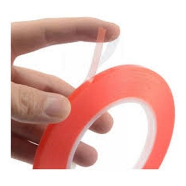 CINTA ADHESIVA DOBLE CONTACTO 5 MM ROJO TRANSPARENTE ESPECIAL CELULARES - 2