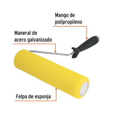 RODILLO PARA PINTAR 9' X 3/8' DE ESPONJA, SUPERFICIES LISAS, TRUPER - 13841 - 3