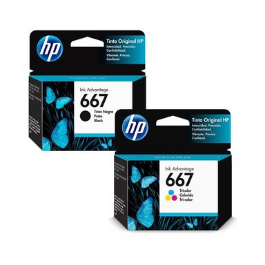 KIT CARTUCHO TINTA HP MULTICOLOR 667 NEGRO / ORIGINAL - 2