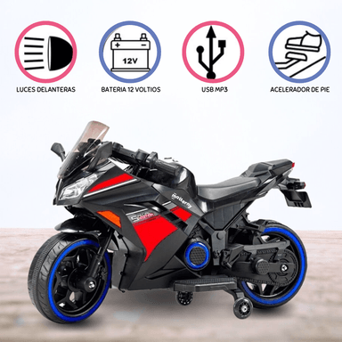 MOTO A BATERÍA BEAUTIFUL MP3 PARA NIÑOS «NINJA» BLACK - 1